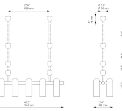 Suspension, Odyssey Linear SM, Laiton laqué bruni, verre mat, L114,3cm, H42,4cm - Schwung