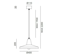 Suspension, Officina 268.02.FF, métal antique, Ø40cm, H20,5cm - Il Fanale