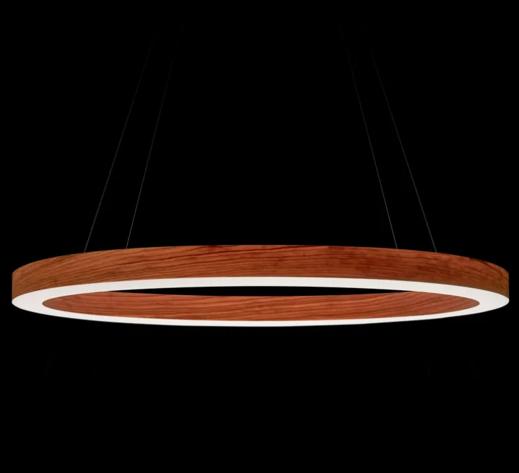 Suspension, Oh! Line, bois naturel de cerisier, rosace nickel, LED, 3000K, 2743lm, Ø80cm, H5cm - LZF
