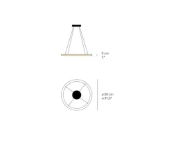 Suspension, Oh! Line, hêtre naturel, LED, 3000K, 2743lm, Ø80cm, H5cm - LZF