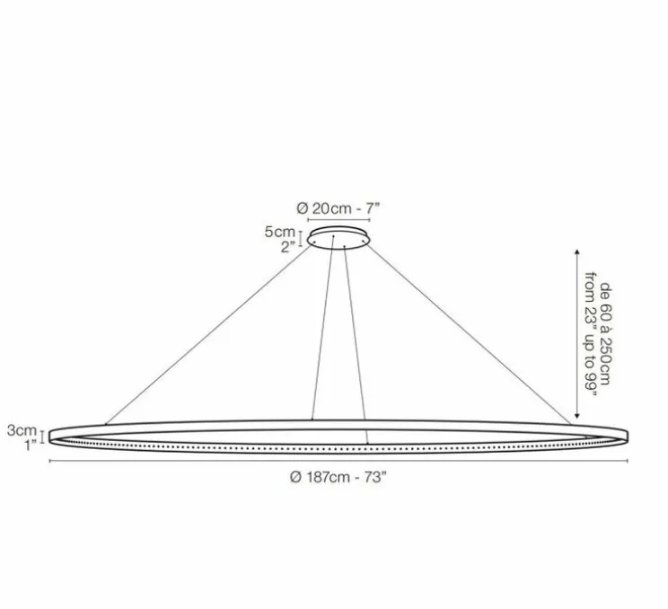 Suspension, Omega 200, noir, LED, 2700K, 3168lm, Ø187cm, H3cm - Le deun