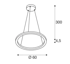 Suspension, ONE 60, noir, LED, dim, 3000/4000K, 800/820 lm, Ø60cm, H4,5cm - Slv
