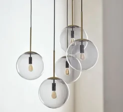 Suspension, Orb Ø20 cm, verre gris fumé, laiton antique mat, Ø20cm, H41,1cm - Bolia