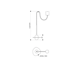 Suspension, Organic Ceramic 14/16, céramique rouge, laiton vieilli brossé, verre transparent, câble en lin de 1m, Ø14/16cm, H30cm - Contain