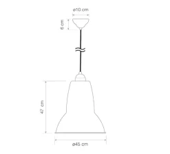 Suspension, Original 1227 Giant Brass, jet black RAL 7021, Ø45cm, H47cm - Anglepoise