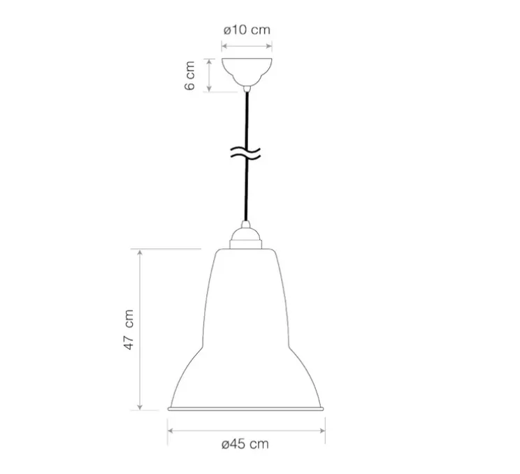 Suspension, Original 1227 Giant Brass, jet black RAL 7021, Ø45cm, H47cm - Anglepoise