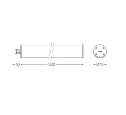 Suspension ou plafonnier, Tubo 70, transparent, IP67, LED, 2700K, 990 lm, Ø7cm, L63cm - O/M Light