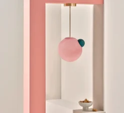 Suspension, Ourania, bleu pétrole, rose, L33,5cm, H31cm - Sphaer