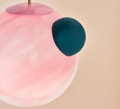 Suspension, Ourania, bleu pétrole, rose, L33,5cm, H31cm - Sphaer