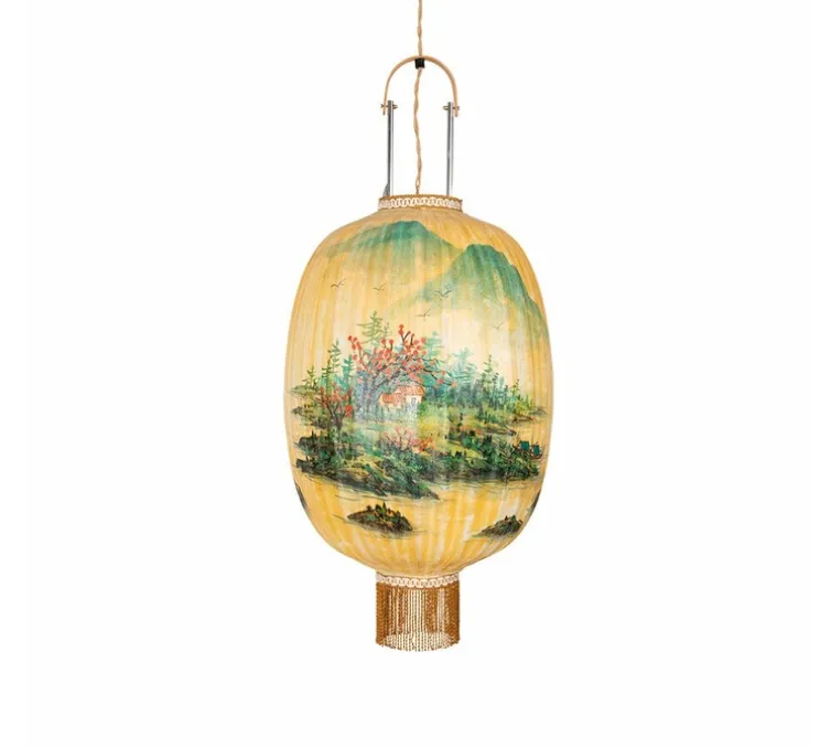 Suspension, Oval L, jaune, Ø35cm, H75cm - HK Living