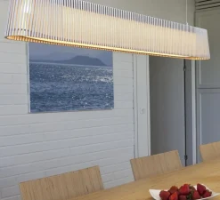 Suspension, Owalo 7000, câble+interrupteur, blanc laminé, LED, L100cm, H13cm - Secto Design