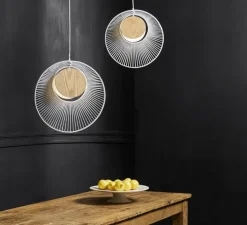 Suspension, Oyster, blanc, chêne, Ø40cm, H42,5cm - Forestier