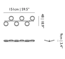 Suspension, Pallana 6, Pebble, LED, dim, 3000K, 3800 lm, L151,5cm, H9,5cm - Moooi