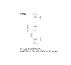 Suspension, Palma 3730, graphite, LED, 2700K, 2056lm, Ø22cm, H80cm - Vibia