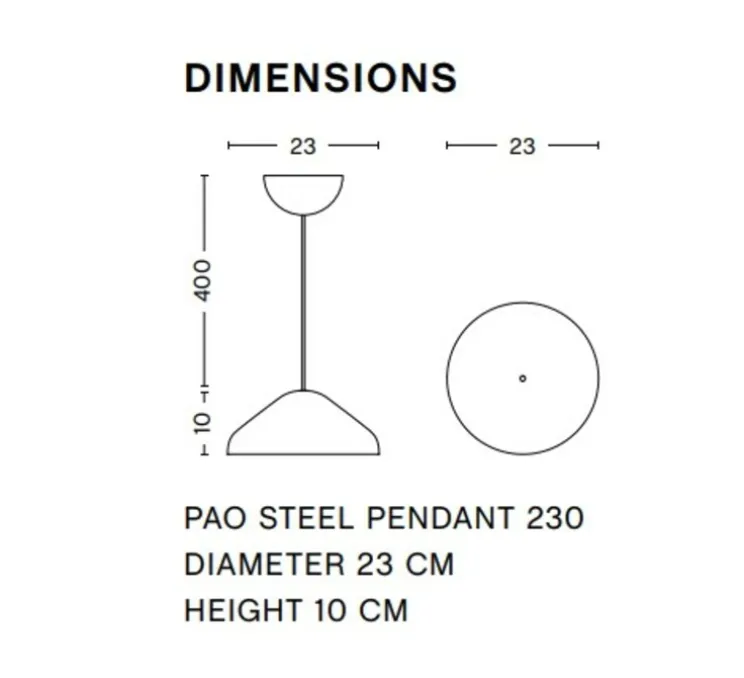 Suspension, Pao 230, noir, Ø23cm, H10cm - HAY