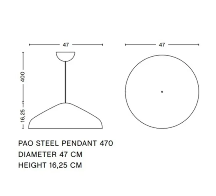 Suspension, Pao Steel 470, gris clair, Ø47cm, H16,25cm - HAY