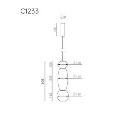 Suspension, Papi, C1233, moka rouge, beige, vert feuille, Ø18cm, H60,5cm - Aromas del Campo