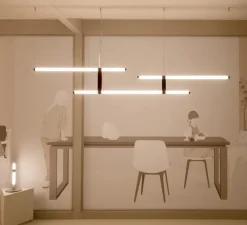 Suspension, Paralela Horizontal, Modèle 16, driver et rosace inclus, Rouge terre, LED, dim, 2700K, 1418 lm, Ø3cm, H210cm - Axolight