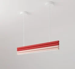 Suspension, Parallel Tubes, blanc, rouge, rose, LED, 2700K, lm, L90cm, H76cm - Atelier Areti