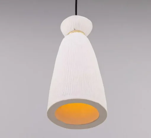 Suspension, Parva, blanc, laiton satiné, IP44, Ø14cm, H30cm - Mullan Lighting