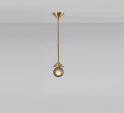 Suspension, Peak 4.5, Gris texturé, laiton, Ø11cm, H16,5cm - SkLO Studio