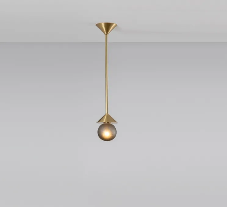 Suspension, Peak 4.5, Gris texturé, laiton, Ø11cm, H16,5cm - SkLO Studio