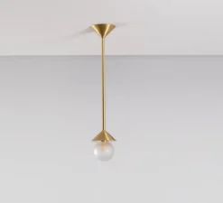 Suspension, Peak 4.5, Transparent texturé, laiton, Ø11cm, H16,5cm - SkLO Studio