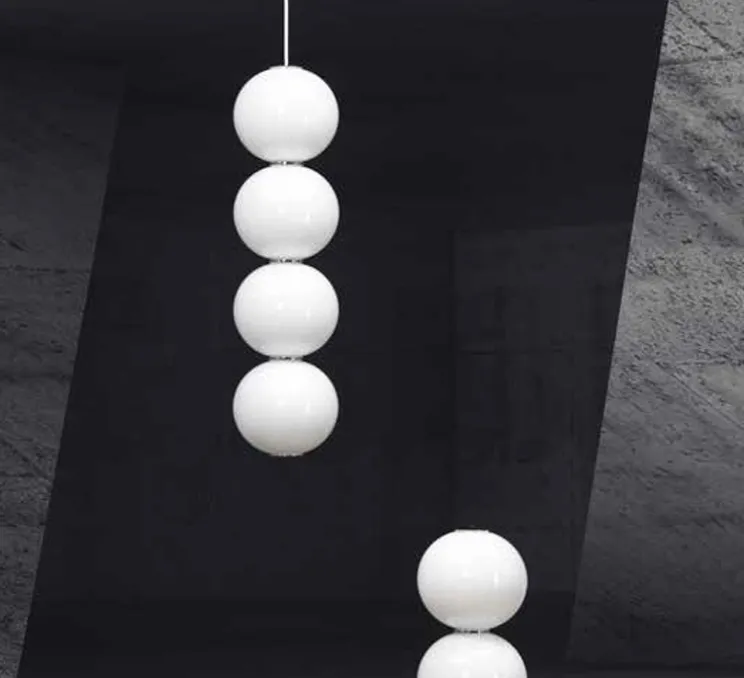 Suspension, Pearls 311-B, blanc, détails chrome, câble noir, LED, 2700K, 1200lm, Ø10cm, H34cm - Formagenda