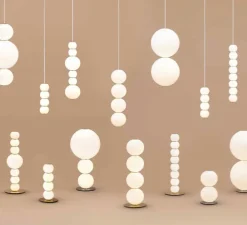 Suspension, Pearls 311-B, blanc, détails chrome, câble noir, LED, 2700K, 1200lm, Ø10cm, H34cm - Formagenda