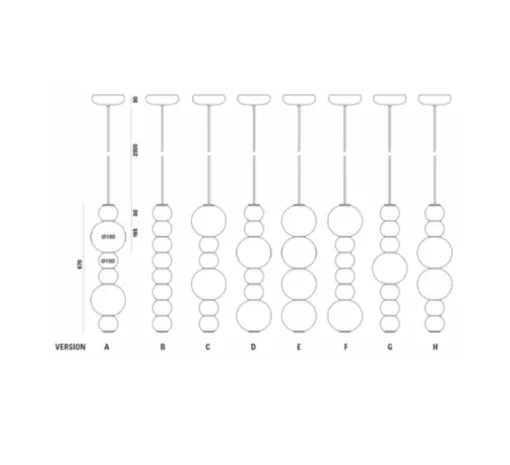 Suspension, PEARLS DOUBLE G, 1200 lm, 2700 K, chrome, LED, Ø18cm, H67cm - FORMAGENDA