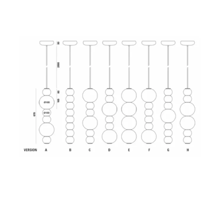 Suspension, PEARLS DOUBLE E, 1200 lm, 2700 K, chrome, LED, Ø18cm, H67cm - FORMAGENDA