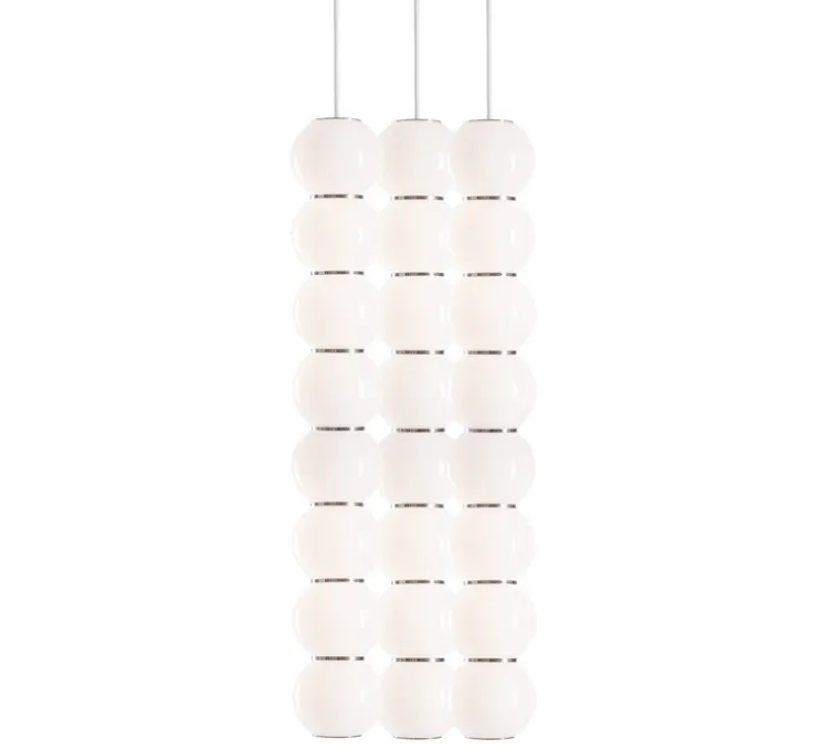 Suspension, PEARLS DOUBLE B, 1200 lm, 2700 K, chrome, LED, Ø10cm, H67cm - FORMAGENDA