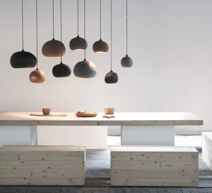 Suspension, Pebble M, gris, L35,5cm, H21,5cm - Ay Illuminate