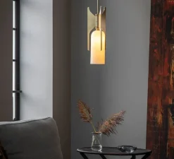 Suspension, Pennon, laiton, verre opalin, Ø14cm, H42cm - Bert Frank