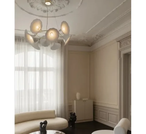 Suspension, Petalii 10, blanc, laiton poli, Ø100cm, H40cm - Nuura