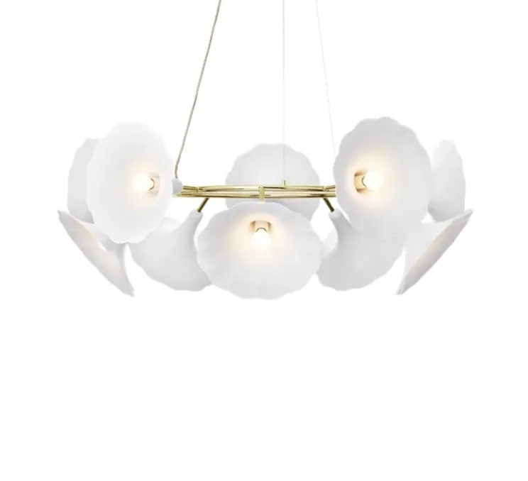 Suspension, Petalii 10, blanc, laiton poli, Ø100cm, H40cm - Nuura