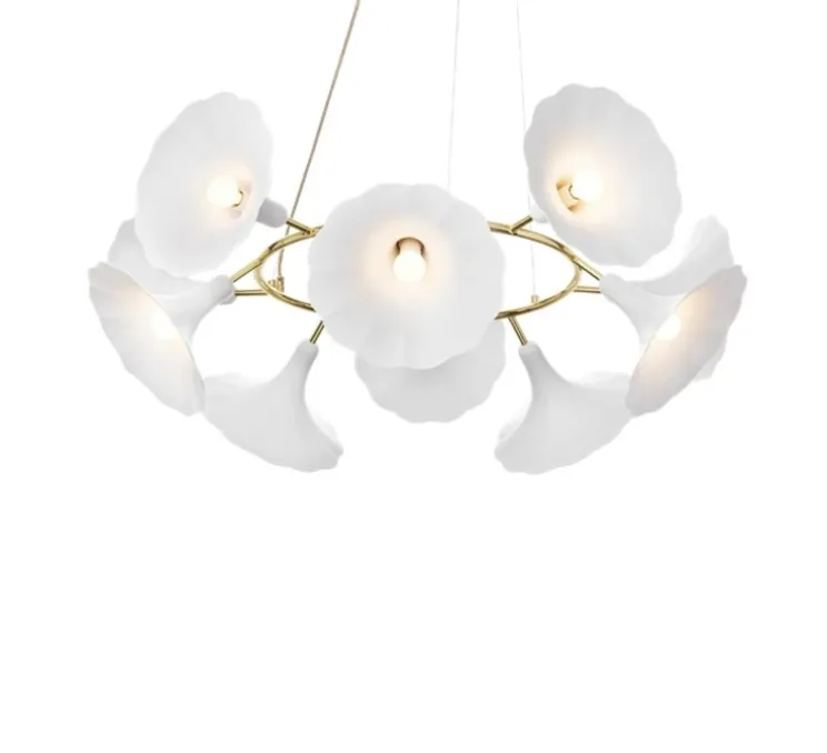 Suspension, Petalii 10, blanc, laiton poli, Ø100cm, H40cm - Nuura