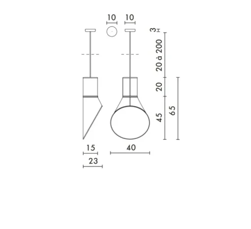 Suspension, Petit Cargo, noir, blanc, H65cm - Designheure