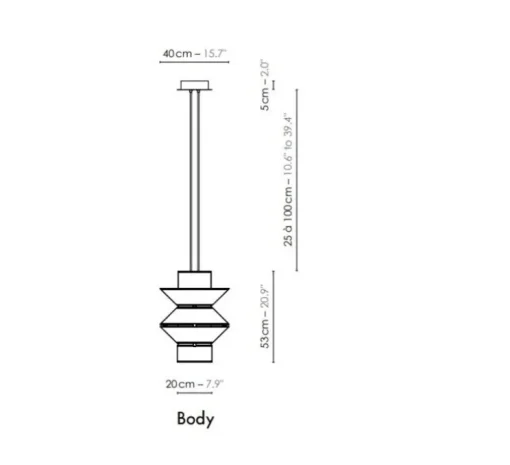Suspension, Petit Tower, blanc & noir, Ø40cm, H53cm - DesignHeure