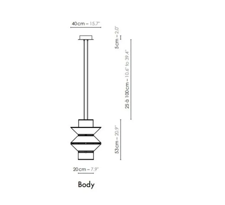 Suspension, Petit Tower, blanc & noir, Ø40cm, H53cm - DesignHeure