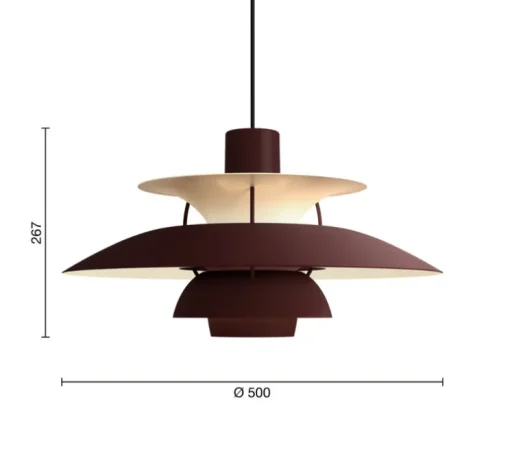Suspension, PH 5, bordeaux monochrome, Ø50cm, H26,7cm-Louis Poulsen