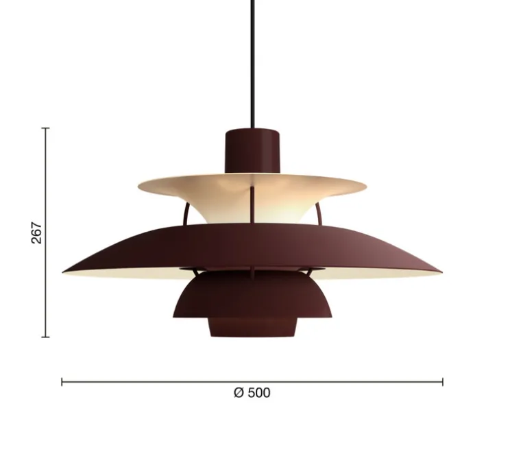 Suspension, PH 5, bordeaux monochrome, Ø50cm, H26,7cm-Louis Poulsen