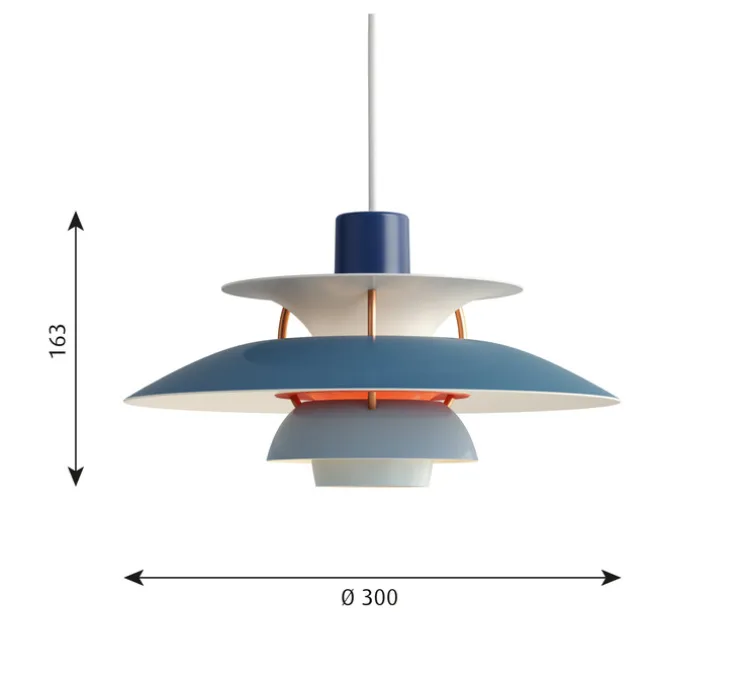 Suspension, PH 5 Mini, Hues of blue, Ø30cm, H16,3cm - Louis Poulsen