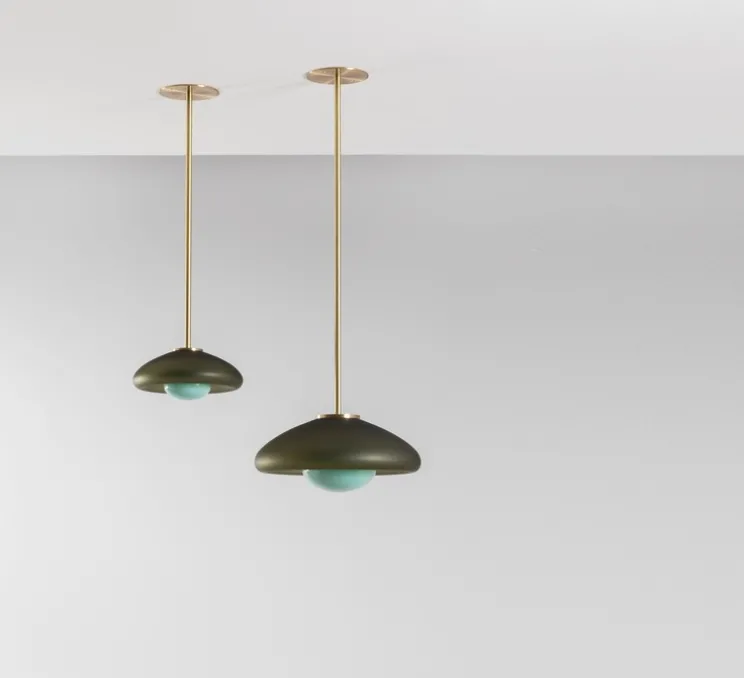 Suspension, Pillow Large, Gris dépoli, bleu céladon, Ø33,5cm, H17cm - SkLO Studio