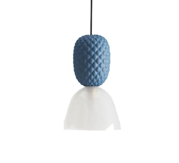Suspension, Pineapple, Bleu vert, verre blanc, Ø30cm, H150cm - MM Lampadari