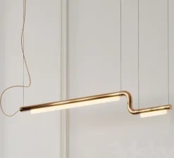 Suspension, Pipeline CM2, laiton avec embouts laiton, LED, 3000K, ELV, L183cm, H29cm - A-N-D