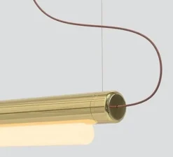 Suspension, Pipeline CM2, laiton avec embouts laiton, LED, 3000K, ELV, L183cm, H29cm - A-N-D