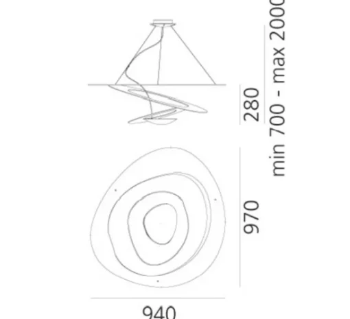 Suspension, Pirce, blanc, LED, dim, 3000K, 3313 lm, L94cm, H28cm - Artemide