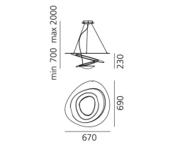Suspension, Pirce Mini, or, LED, dimmable, 3000K, 4230lm, L69cm, H23cm - Artemide