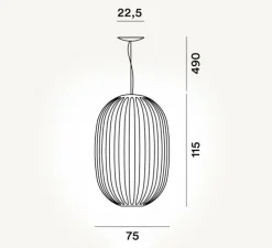 Suspension, Plass grande, transparent, gris, Ø75cm, H115cm - Foscarini